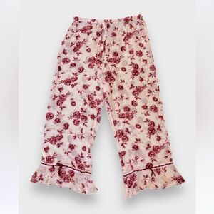 Silk Chiffon Pink Floral Coquette Pajama Pants